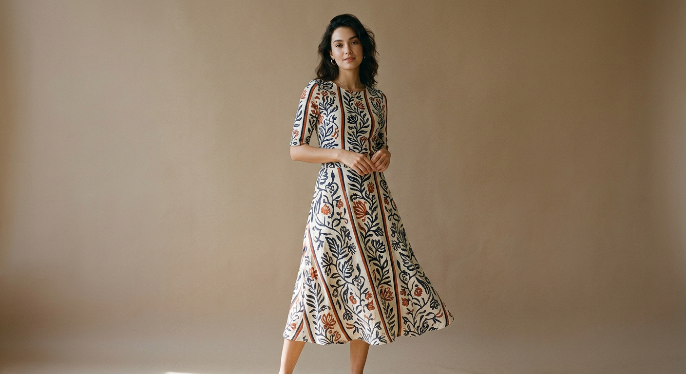 A Veloura print dress on a model